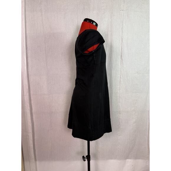 New York And Co Black Dress Size Medium Black Cap Sleeve Knee Length D762 - Picture 5 of 10